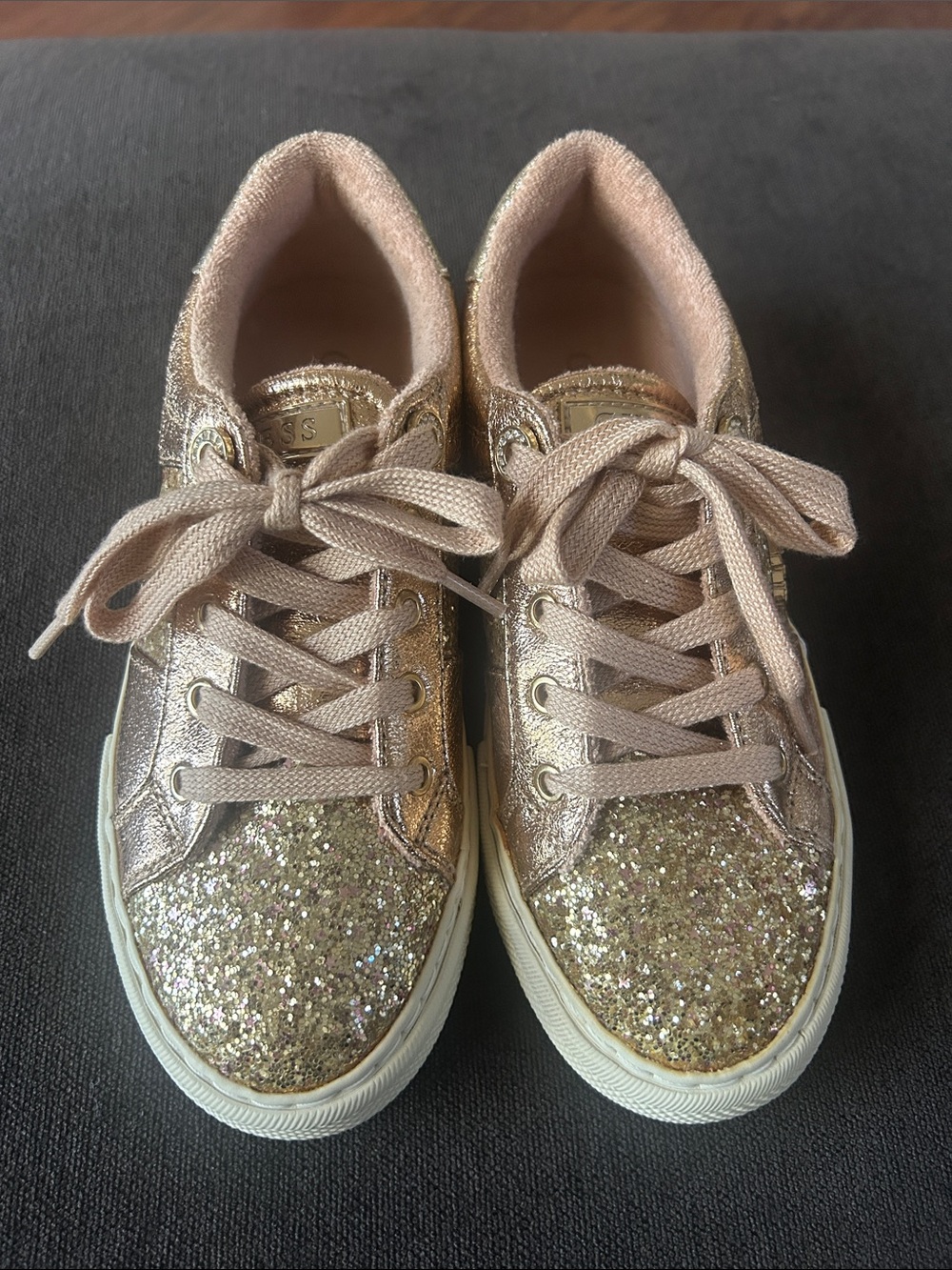 Guess Girls' Glitter Lace-Up Sneakers